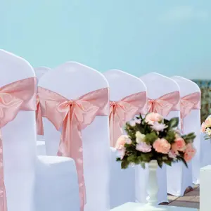 25 Pieces Of Satin Chairs With Decorative Bows, Ties, And Covers For Weddings, Parties, Ceremonies, Receptions, Events, Dining Rooms, And Home Kitchens (6.7 X108 Inches)