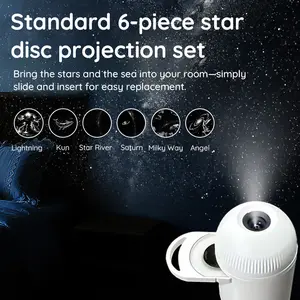 Children's night light starry sky light Planetarium Projector Pro for Bedroom, 6 in 1 Star Projector Galaxy Light, Ceiling Night Light Milky Way Mood Lighting with Timer, LED Space Galaxy Lamp Bedroom Room Decor for Adults Kids - White