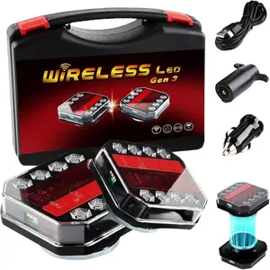 Upgraded Version Wireless Trailer Lights Magnetic Bluetooth Trailer Lights with Brake Lights, Turn Signals andReverse Lights for Cars, Trucks, Boat, Camper, Trailers