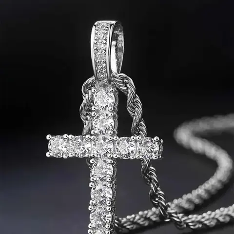 1 Piece/2pcs Cross Design Rhinestone Decor Chain Necklace for Women, Luxury Trendy Pendant Necklace for Girls Gift, Classic Fashion Accessories for Daily Wear Rhinestone Decorated Necklace