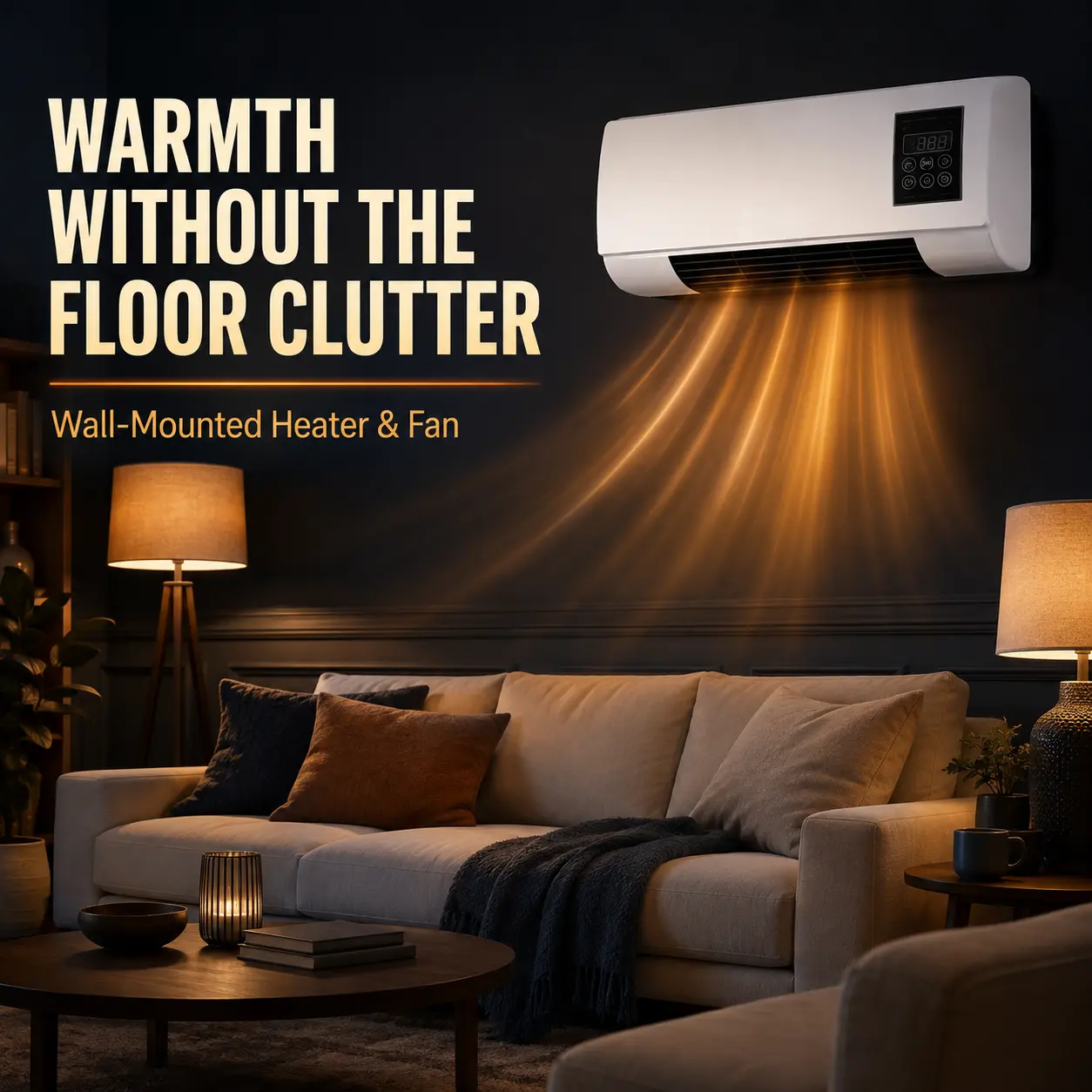 Boat Inverter 2-in-1 Wall Mount Air Conditioner, 1400W Household Heating & Cooling Fan with Touch Remote Control, 6-Hour Timer, Natural Breeze for Bedroom, Living Room