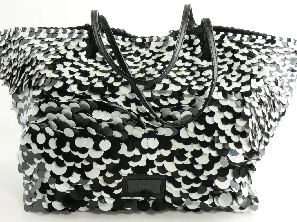 Pre-owned Valentino Paillettes Tote Bags Ricamo Macro Sequin Tote Bag