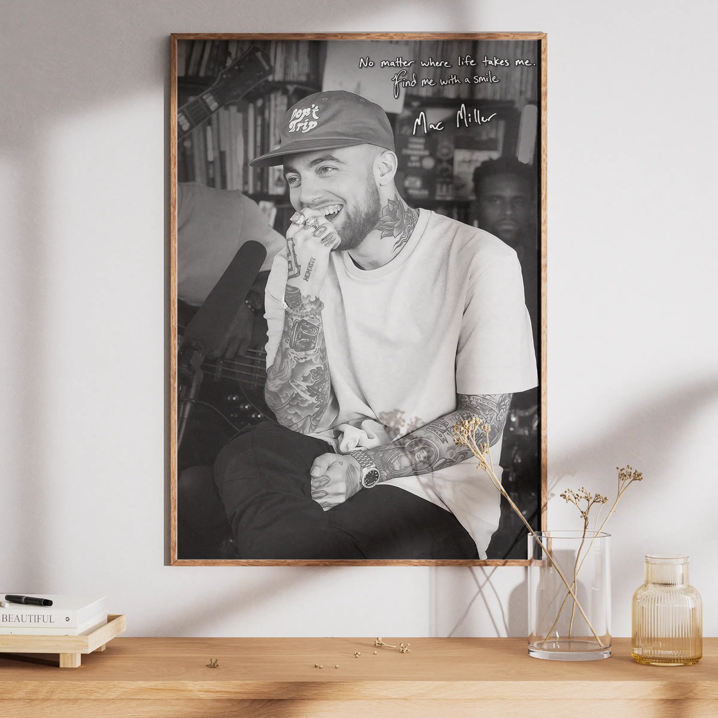 [NO FRAME] Mac Miller Vintage Poster, No Matter Where Life Takes Me Find Me With A Smile Poster, Rap Music Fan Gift