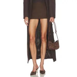 Helsa Italian Wool Blend Extra Mini Skirt in Chocolate