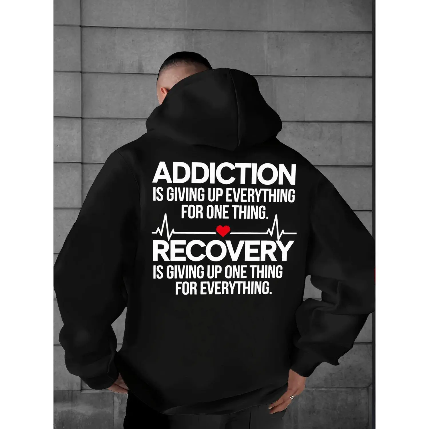 Inspirational Text Print Hooded Hoodie Sweatshirt for Casual Daily Wear Fashionable Comfortable Trendy Outerwear
