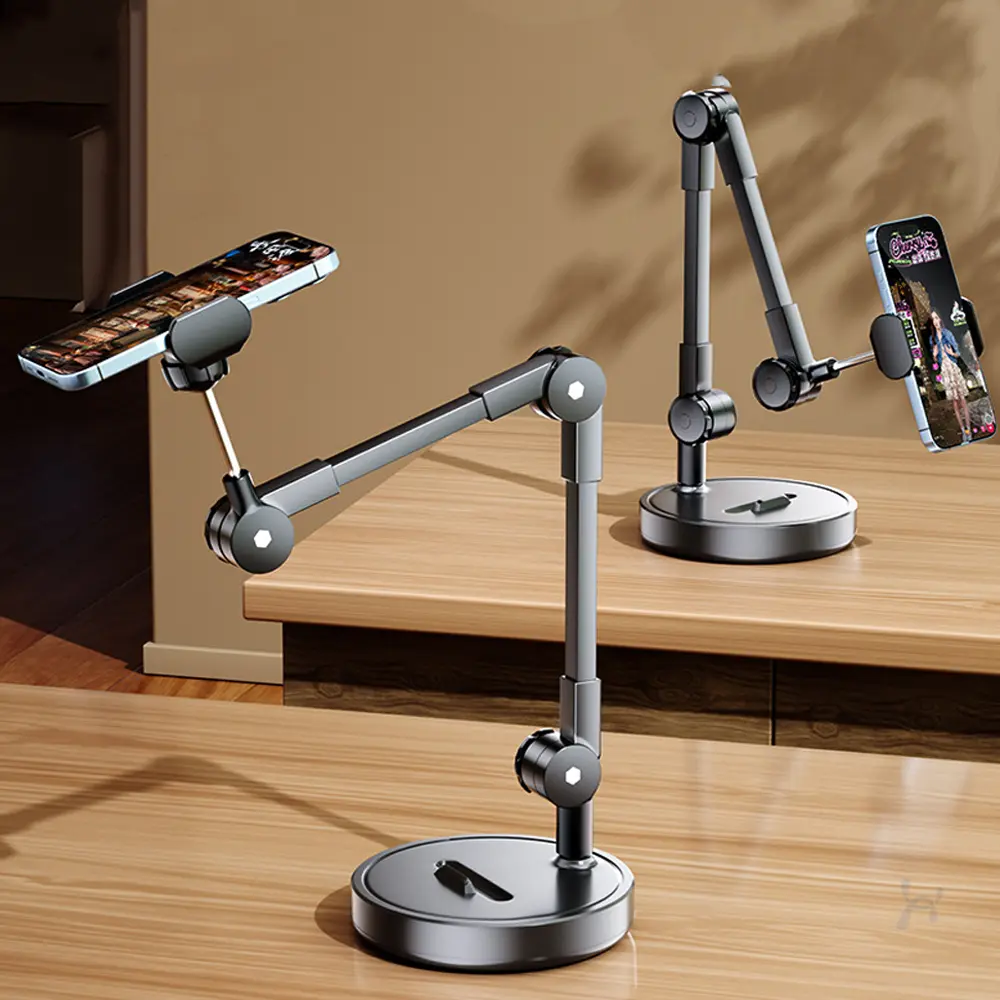 Phone Overhead Stand Rotates 720° Adjustable Height Extensible Universal Rotating Phone Stand Swivel Stand Smartphone Holder for Phone and Tablet, Mobile Accessories