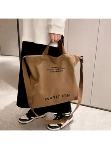 Large Capacity Trendy Urban Art Student Bag, Canvas Crossbody Bag for Men and Women, Washed Thick Canvas Handbag, Canvas Work Tote