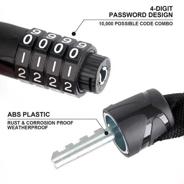 Heavy Duty Bike Chain Lock, 5-Digit Combination Security Anti-Theft Bicycle Lock, Resettable Password Motorcycle Chain for Outdoor Cycling Accessories, High Hardness Steel Alloy Cylinder Core