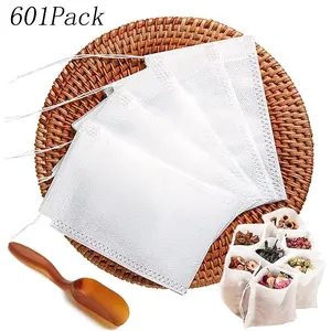 601 Pack Disposable Tea Bags for Loose Leaf Tea,include 1 Tea Spoon,Suitable for Loose-Leaf Tea, Spices, Herbs