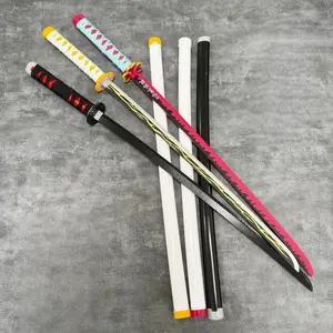 40inch Bamboo Demon Slayer Katana Anime Cosplay Large Safe Ninja Knife Blade Real Size Japanese Original Samurai Sword Toy Gift