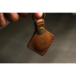Leather AirTag Keychain - Walnut Minerva