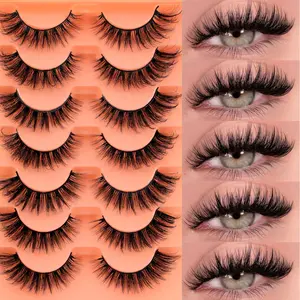 7 Pairs Natural Look Lightweight False Eyelashes, Exaggerated Style, Realistic Appearance, Fluffy Lashes, CC Curl, Recyclable, Patch Form