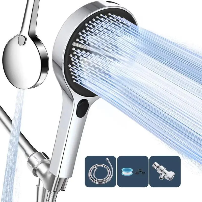 HOLENGS Shower Head Hose&Bracket,Shower Head Set With 1.5m Hose,Bathroom Shower Equipment