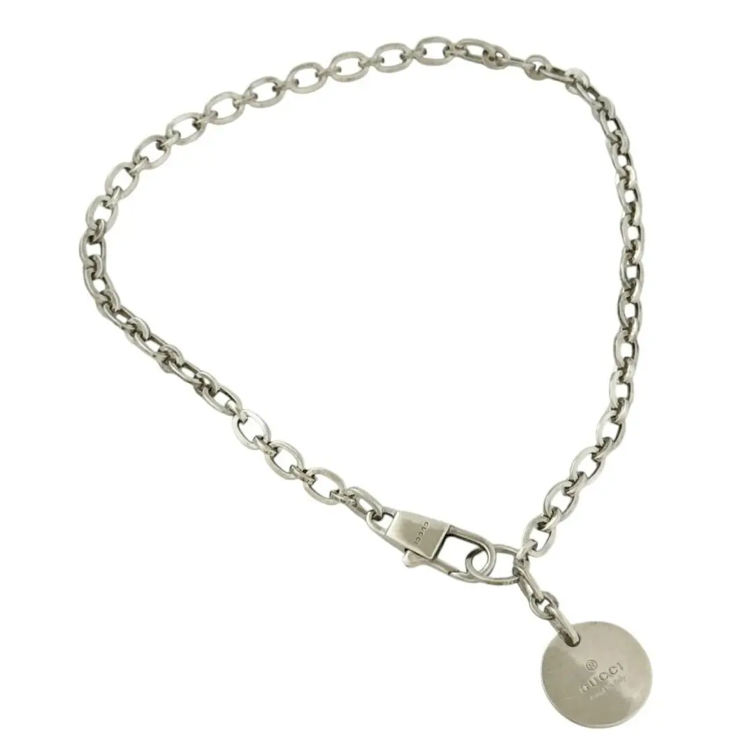 Pre-owned GUCCI Sterling Silver 925 (Ag925) Small Leather Goods Silver Necklace