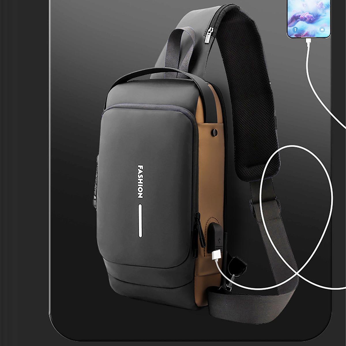 2025 Men's Anti-theft Crossbody Bag with Lock, Large Capacity Travel Chest Bag, Multi-pocket Organizer, Adjustable Strap, Durable Casual Sling Pack