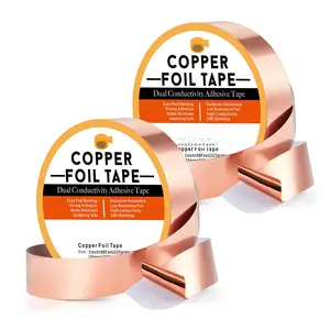 2 Pack Copper Foil Tape 25mm 1 inch W x 66ft Double Sided Conductive Adhesive for Electric,Slug &  Deterrent,Guitars,Soldering,Repair,Crafts,Paper Circuits
