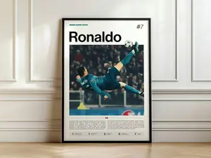 Cristiano Ronaldo Poster, Football Art Print, Sports Wall Decor, Football Legend