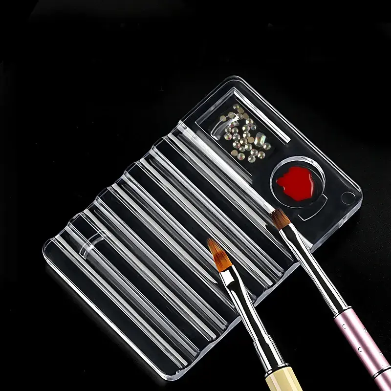 Acrylic Transparent Nail Brush Stand Painting Pen Holder Shelf Color Palette Display Manicure Tool