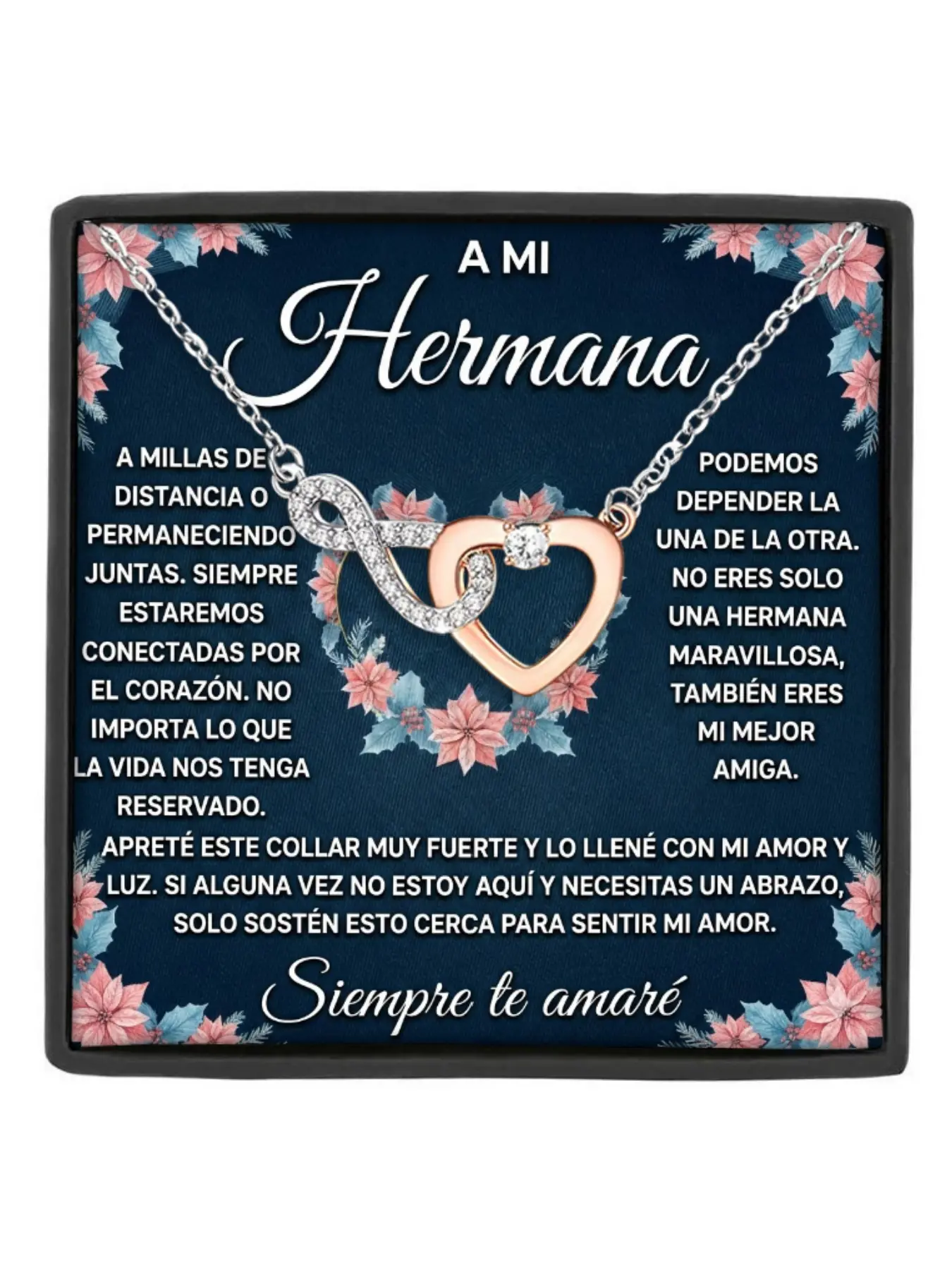 To My Sister Necklace Gift Infinity & Heart Pendant with Cubic Zirconia,Birthday Anniversary Christmas Jewelry for Sister from Brother/Sister