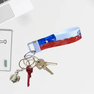 Artistic Chile Flag (Ryan's Version) - Personalized Name Nylon Key Fob - Custom Wristlet Keychain