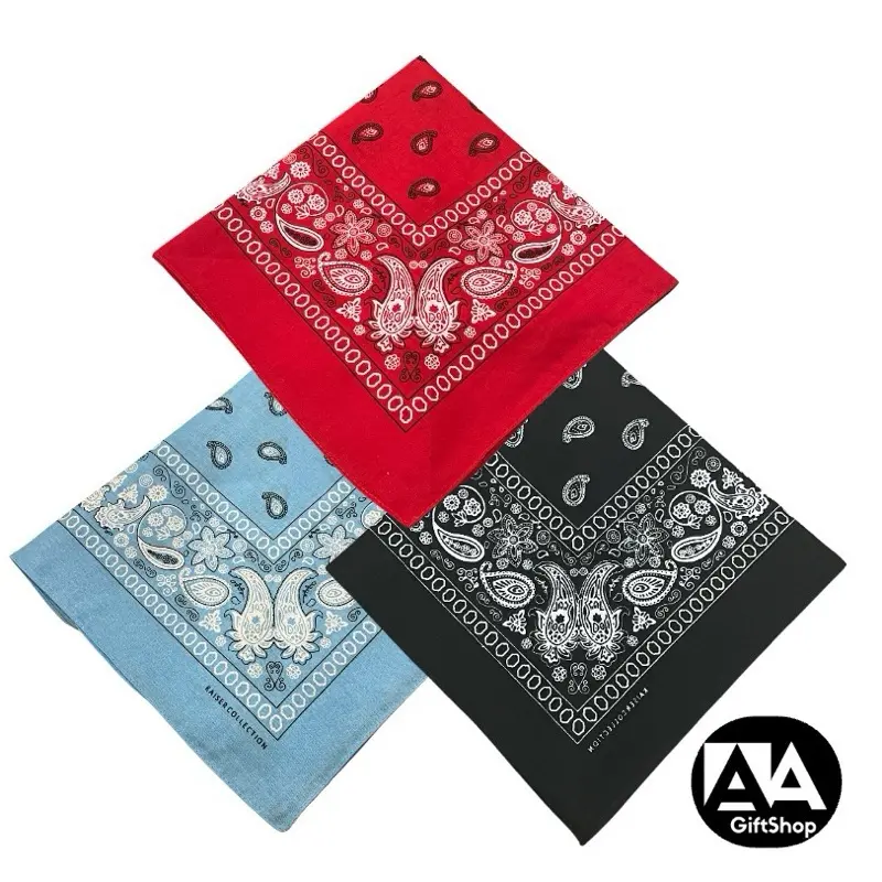 Cotton Bandana/ Men & Women 22" x 22" Paisley Pattern Handkerchief Headband/ Square Head Scarf/ MultiPurpose Bandana Headbands,