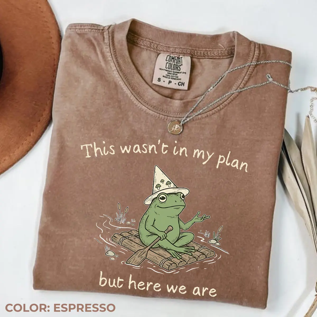 Comfort Colors Funny Frog Shirt , This Wasn't In My Plan But Here We Are Tee, Meme Frog Graphic T-Shirt, Cute Frog Shirt, Funny Animal Humor Comfort Colors Tee