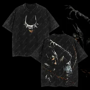 Superstyle Darkest Knight Villain The Bat Who Laughs Ver 5 Edition Double Printed Oversize Lightweight Acid Washed Tee TV Series Graphic Design Top Cotton Streetwear Comic Superheroes T-Shirt Clothes Menswear Womenswear