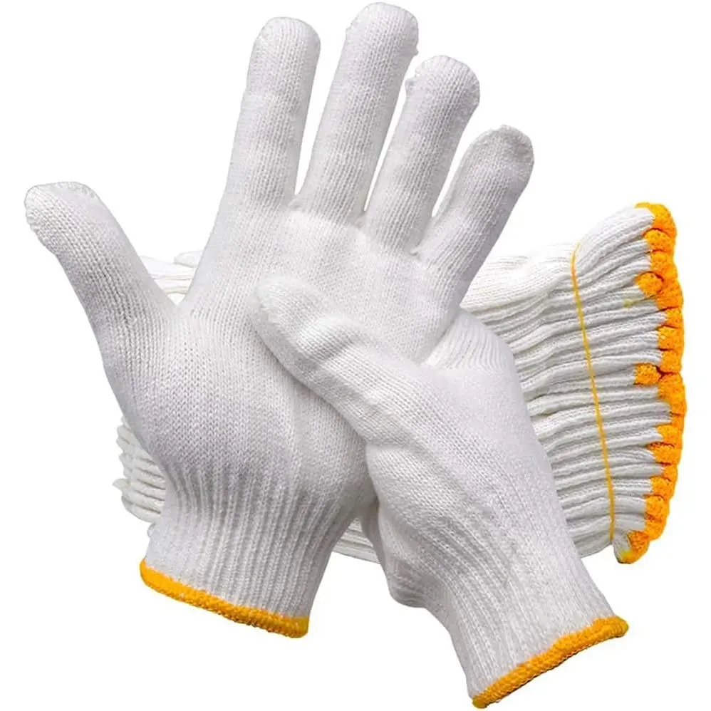 12 Pairs Cotton String Knit Cotton-Polyester Work Gloves Bulk Set - Unisex Mechanic, Construction, Gardening Gloves for Painting, Warehouses Industrial Use