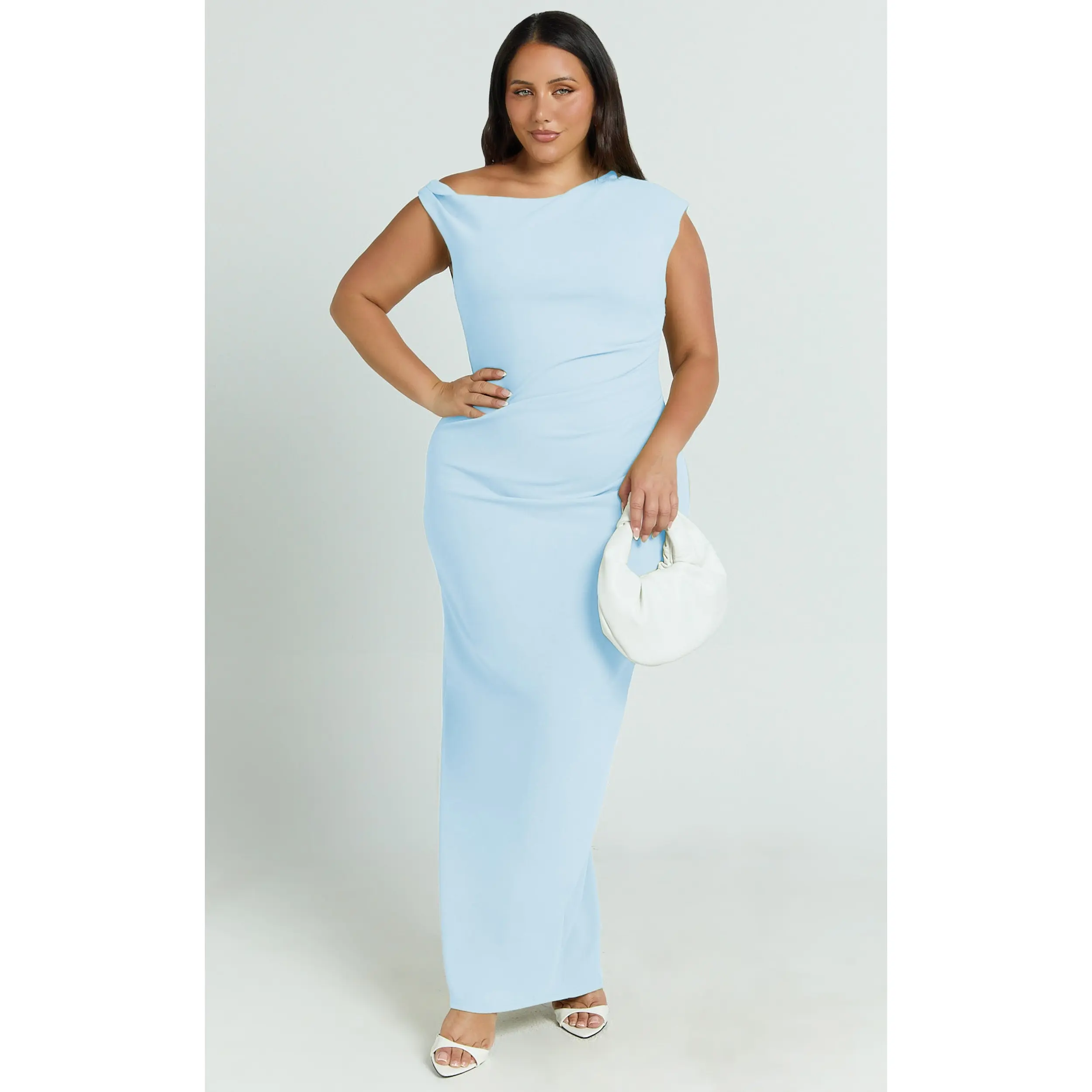Genie Maxi Dress - Off The Shoulder Dress in Baby Blue - TikTok Shop