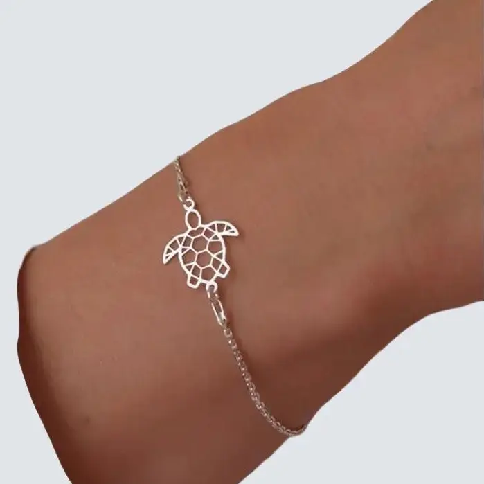 Silvery Summer Turtle Bracelet - 1pc Boho Jewelry for Women - 2.16 Inch Summer Holiday Birthday Gift for Mums