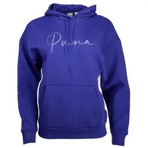 PUMA Womens Tonal Script Hoodie Athletic Outerwear Casual - Blue
