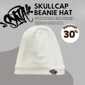 SynaWorld Knitted Skull Hat Men's Casual Beanie Hat with Embroidery Print, Syna Beanie Hat Men Women Paragraph Quality hat Y2k
