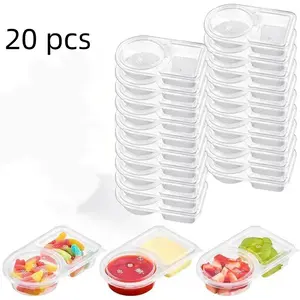 20-Pack Plastic Snack Containers, Double Compartment Design with Lids, Food Storage Stackable Containers Ideal for Meal Prep & Portion Control, Perfect for Travel Snacks