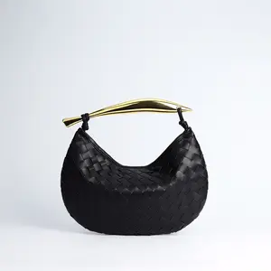 Luxury Fashion Brand Style Designer Handbag Woven Leather Women Top-handle Bag