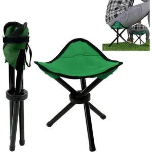 Folding Camping Stool Portable Outdoor Chair Use Height 13.7in Fishing Chair Seat for Camping Hiking Golf Hunting Hiking Outdoor Gardening and Travel Beach Maximum Weight Capacity 280 lbs(Green)