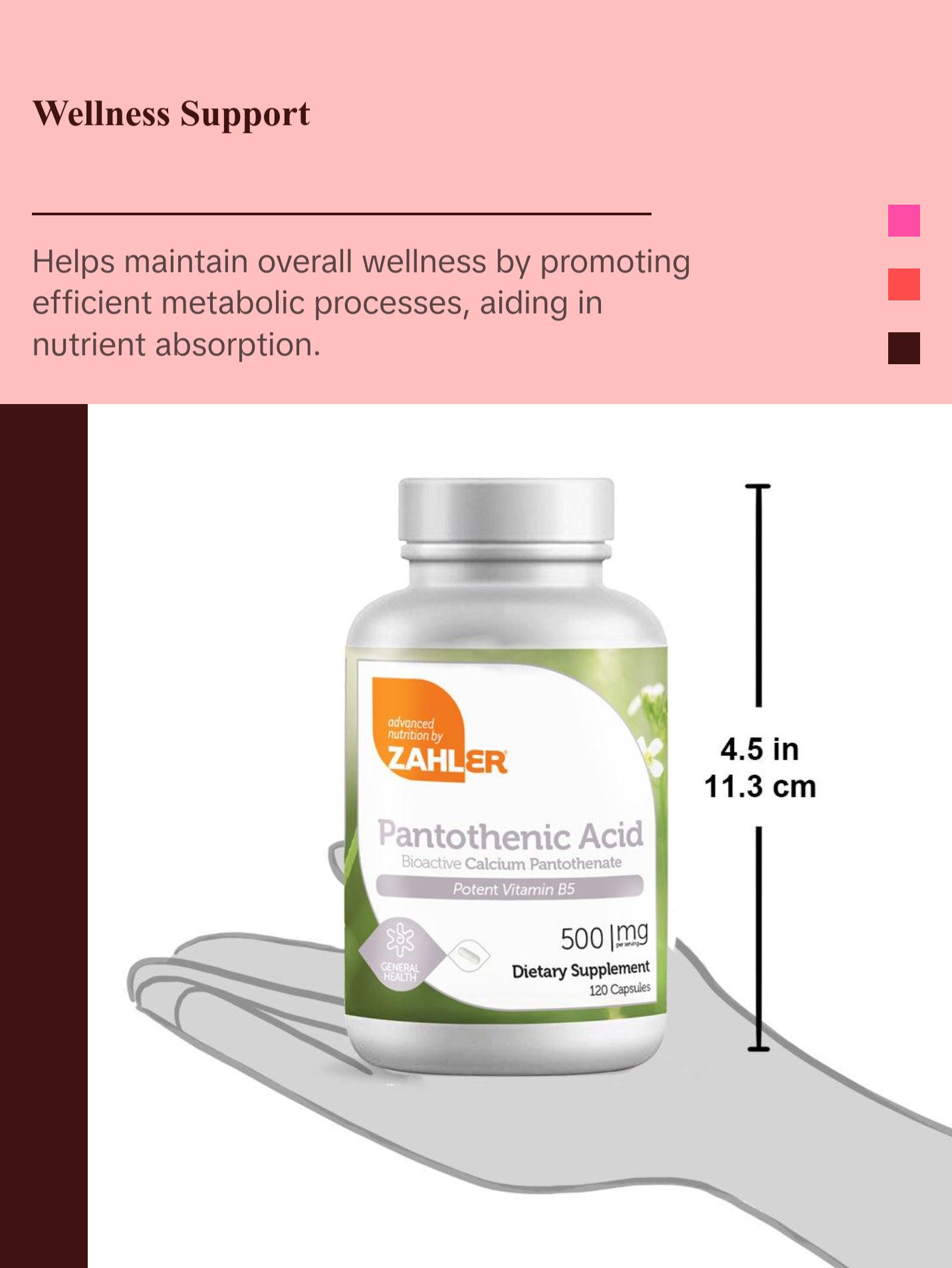 Zahler Pantothenic Acid Dietary Supplement - Supports Healthy Skin, Vitality and Overall Well-being