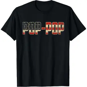 Oversized Vintage Tee Men Pop-Pop Bold Patriotic American Flag Father’s Day Pop-Pop T-Shirt