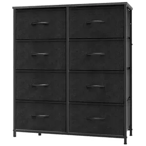 Lockers for Bedroom with 8 Fabric Drawers, Tall Chest Organizer Units for Clothing, Closet, Kidsroom, Storage Tower with Cabinet, Metal Frame, Wooden Top, Lightweight Nursery Furniture