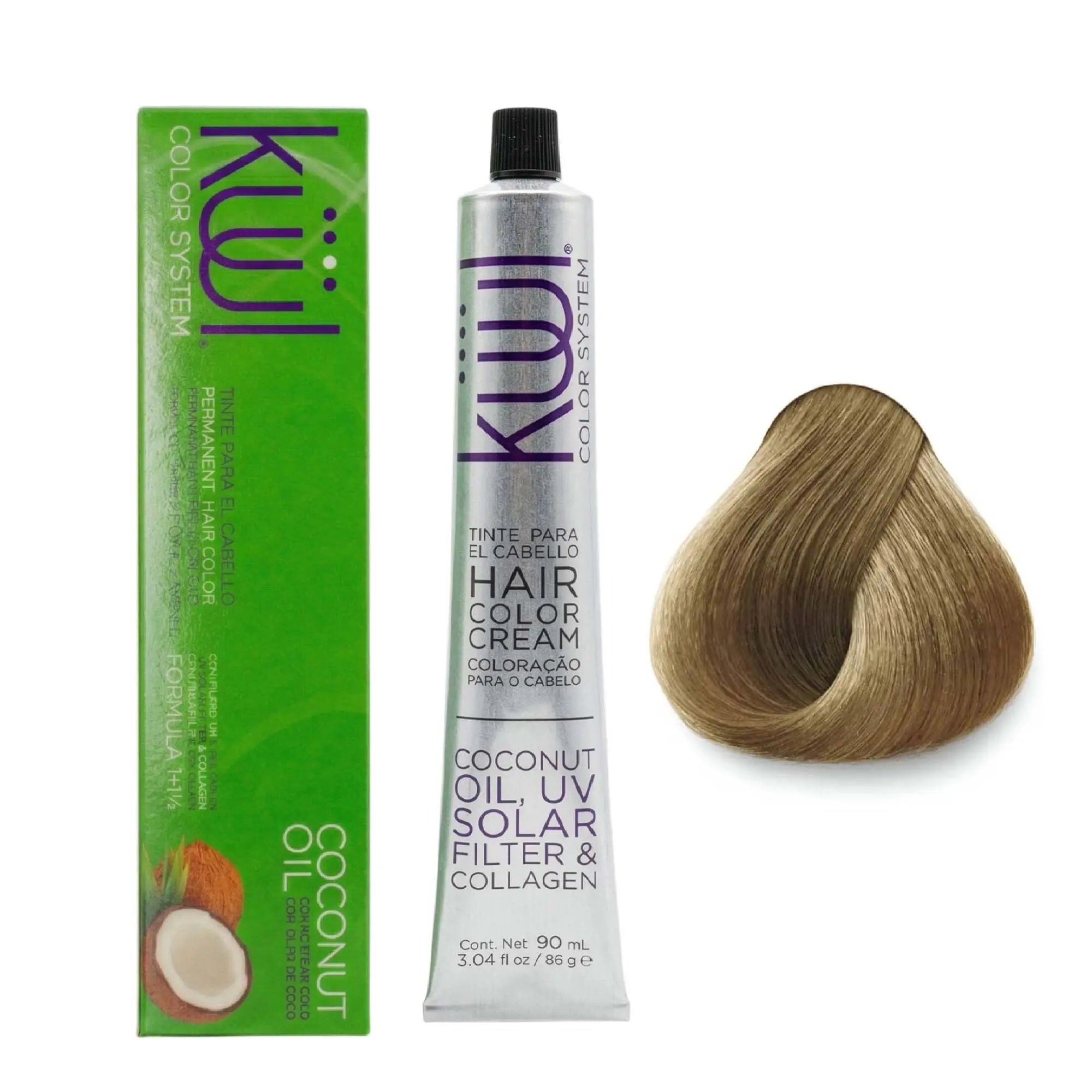 Küül Coconut Oil Hair Color 8.22 Light Beige Blonde – Permanent Hair Color Cream with Coconut Oil, Collagen & UV Filter for Gray Coverage and Long-Lasting Color
