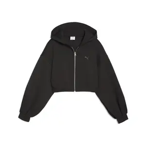 PUMA Womens Wardrobe Essentials Cropped Hoodie Athletic Outerwear Casual - Black