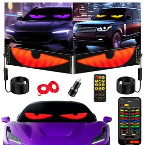 [Size 19.37' x 4.3'] Eyes Light for Cars, Programmable LED Panel With Bluetooth APP Control for Car's Accessories Or Decor, Scrolling LED Sign With Custom Text Pattern Animation, Suitable for Windows, Windshield and Small to Medium Sized Trucks, Hotel