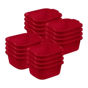 Sterilite Large Multi Function Home 12 Qt Sink Dish Washing Pan, Red (16 Pack)