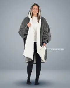 THE COMFY Original Full-Zip- Sherpa Lined Wearable Blanket Hoodie with Full Length Zipper for Warmth and Style, Machine Washable, One Size Fits Most, Seen on Shark Tank, Great Gift, Great for Winter, Womenswear