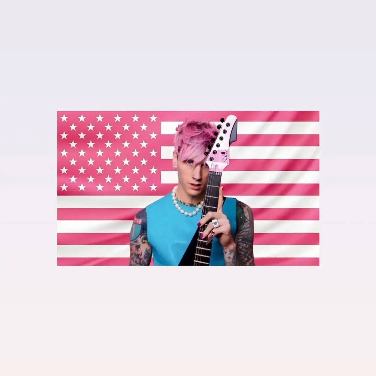 MGK Pink American Flag Tapestry – Rap Rock Wall Art | Aesthetic Pink Flag | Music Fan Decor | Alternative Room Gift