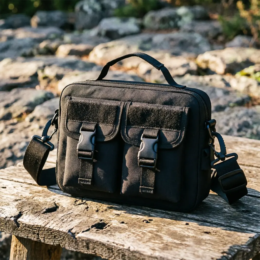 Outdoor Gear Tactical Messenger Bag - Black, Durable, with Multiple Pockets and Adjustable Strap for Everyday Use