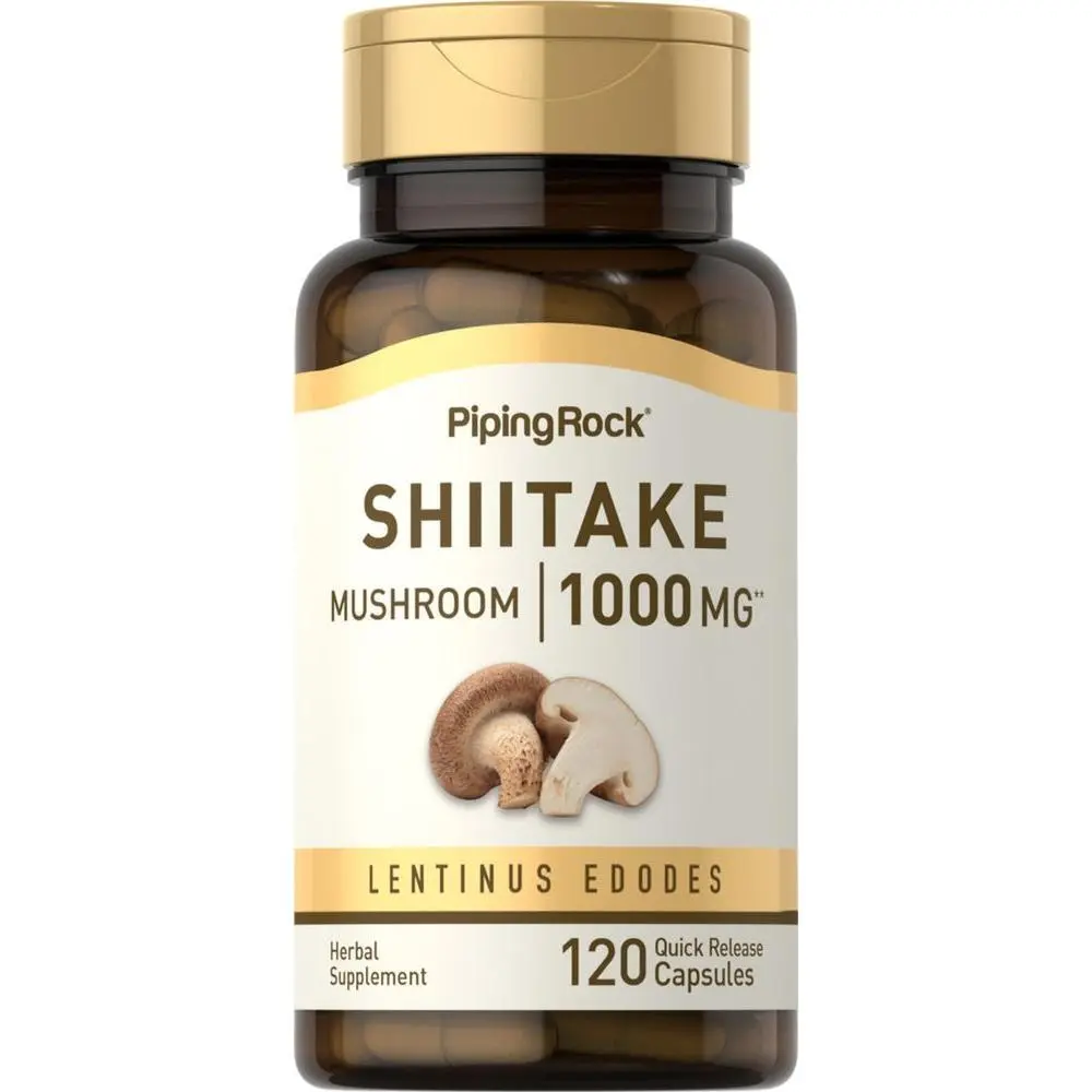 Piping Rock Shiitake Mushroom Extract | 1000 mg | 120 Capsules | Lentinus Edodes | Herbal Supplement | Non-GMO, Gluten Free