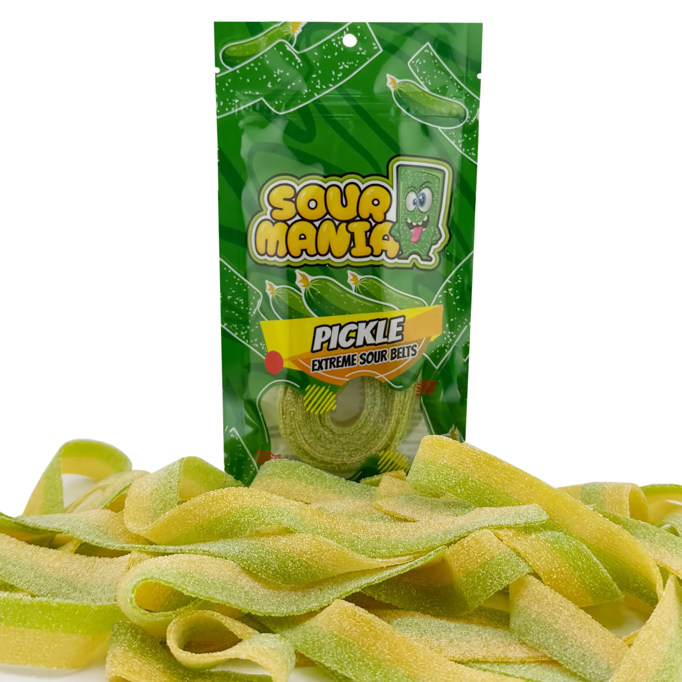 Sour Mania Extreme Sour Gummy Belts 3.6 oz Pickle