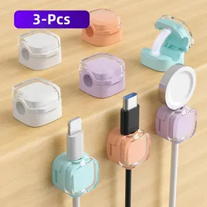 3 Pack Transparent Color Data Line Organizer，Multi-Style Cable Management Clips，Office Desk Storage Holder，Cord Organizer，Office Desk Accessories