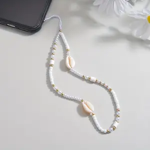 Boho-Style Shell Decor Beaded Phone Chain, Fashionable Phone Lanyard for Women & Girls, Mobile Phone Decoration Accessories for Daily Use, Cell Phone Charm