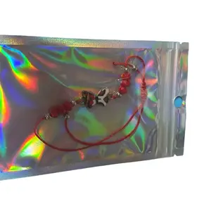 Red Butterfly Bracelet - Simple Design with Red Beads and Butterfly Charm in Holographic Packaging